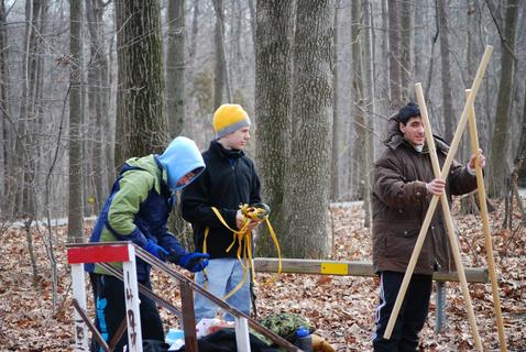 River Falls Boy Scout Troop builds a sled at a survival skills and teamwork competition called Klondike, which is held every winter. Photo courtesy of Adoni Anagnostopolous.