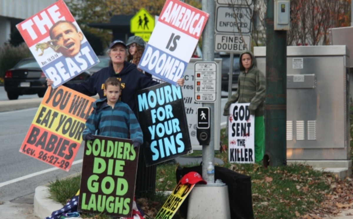 Westboro protested at BCC today. Photo by Sarah Klotz.