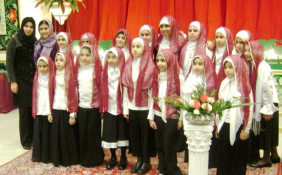 Nooroz leads her mosque's 15-person elementary school choir in their performance. Photo courtesy of Sheeva Nooroz.