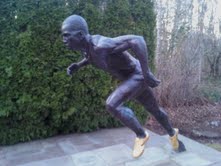 There was a statue of Michael Johnson, an extremely prolific American olympic runner, at the coupound. In addition, many current olympic runners who are sponsored by nike attended the race. Photo by Andrew Palmer