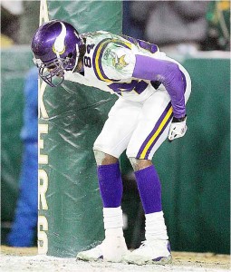 Viking wide receiver Randy Moss was fined $10,000 in 2004 for this touchdown celebration. Photo courtesy of sportsillustrated.com