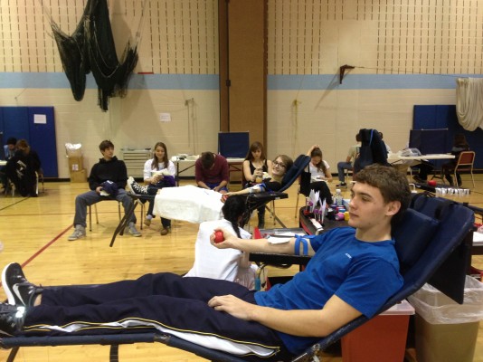Cole Hinga and Heaton Talcott participated in the annual blood drive hosted by INOVA Health and the leadership class. "We've gotten more donors than I've ever seen," said junior class officer and co-head of the drive Mia Carmel.