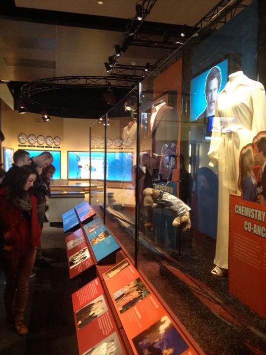 Visitors to the Newseum's "Anchorman" exhibit can view many actual wardrobe pieces and props from the movie, as well as a replica news studio. Photo courtesy Noah Franklin.