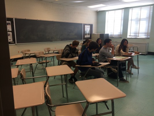 Only 6 out of 22 seniors were present in Mrs. Crewdson's third period AP Lit class.  Many students are absent today, Easter Monday, as it was originally part of spring break.  The county added an extra day to make up for the numerous snow days.