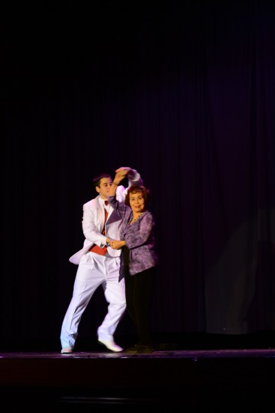 Senior Adam Joel dances with his 81-year-old grandma.  Joel would go on to win the competition.  Photo by Michelle Jarcho.