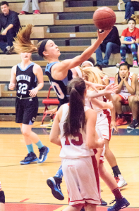 Guard Abby Meyers drives to the basket in the Vikes' win against the Wootton Patriots. Photo courtesy Tom Knox.