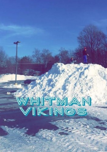 Snow mounds pile up in the Whitman parking lot after plows came through. Photo by Annie Waye. 