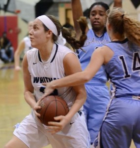 Senior Betsy Knox drives to the hoop against Clarksburg. Photo by Michelle Jarcho.