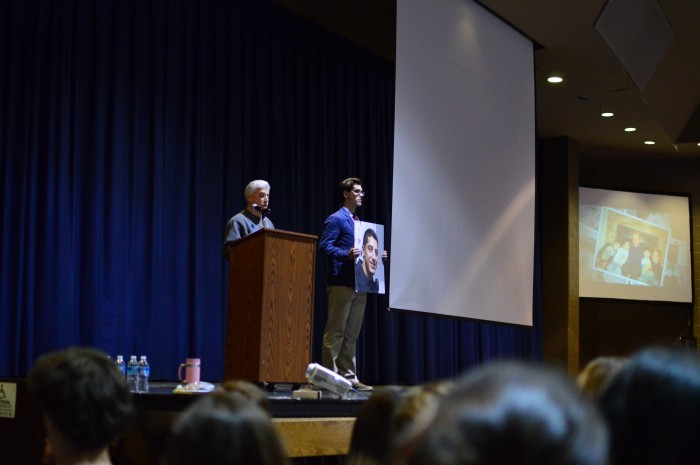Rich Leotta speaks to students and staff, encouraging them to support Noah's Law. The law passed in the state house and senate unanimously on Monday night. Photo by Tomas Castro.