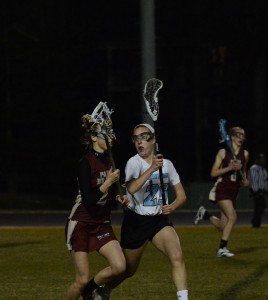 Midfielder Hannah Ginsky covers her Paint Branch opponent. The Vikings defense held the Panthers to just two points. Photo courtesy Shelley Dane.