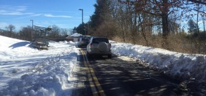 Snow will cover lanes in the area, including some coming into Whitman early this week. Photos by Julia Gilman and Sarina Hanfling. 