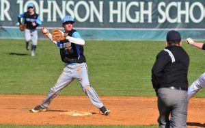 Second baseman Sean Hannegan starts one of multiple double plays in the team's 5–4 loss against WJ. Photo courtesy John Shiffman