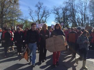 On April 8, area residents gathered at the Westbard Shopping Center to protest its redevelopment plan. The Council has faced fierce public backlash for months because of the scope of their proposed plans. Photo by Elisa McCartin